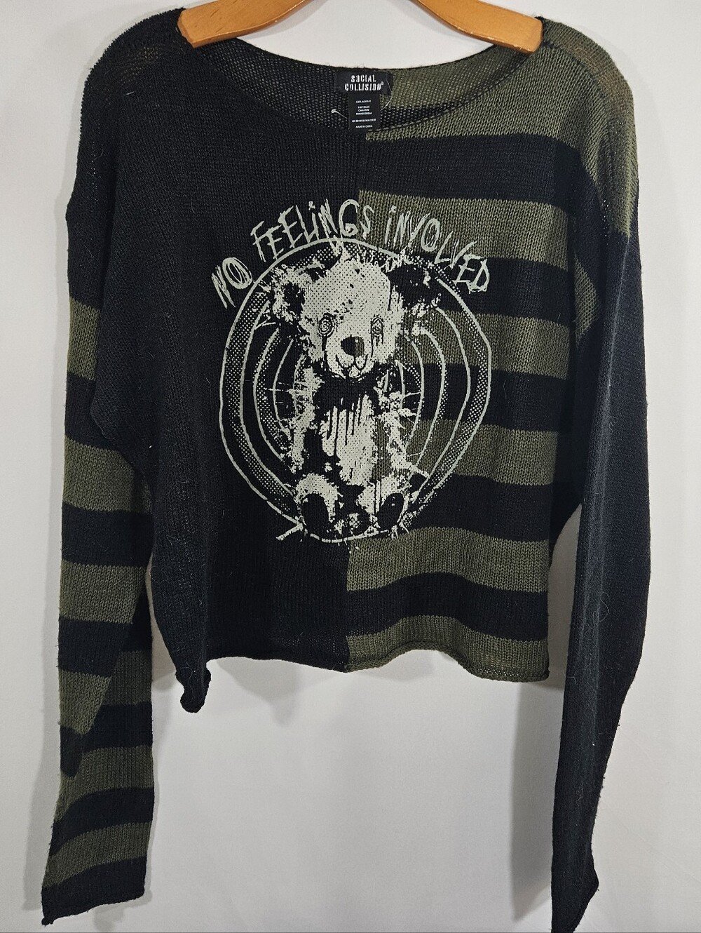 Social Collision No Feelings Involved Crop Sweater